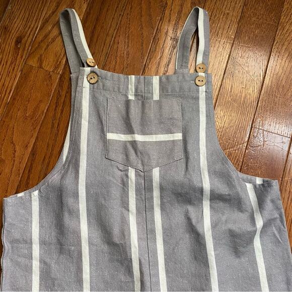 L’il Lemons (For Love & Lemons) $85 Kids Gray Stripe Linen Jumpsuit 6T NWOT - Picture 4 of 14